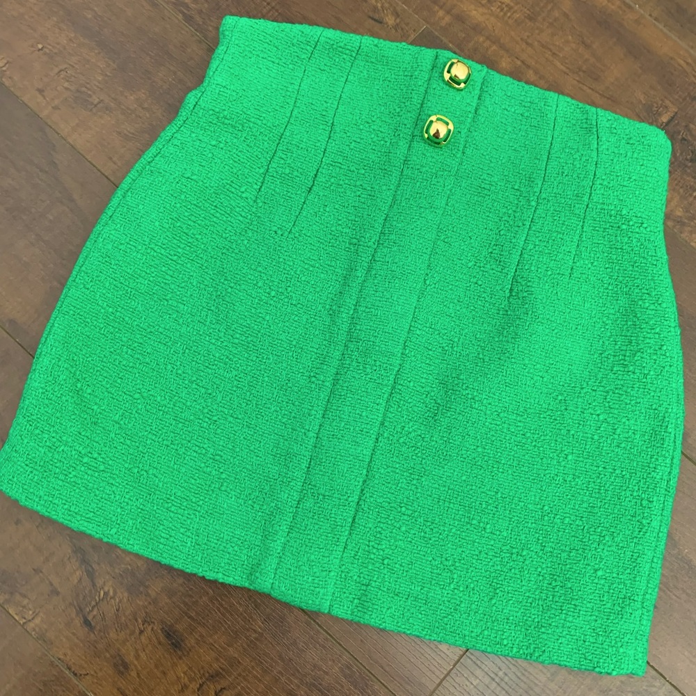 Zara Green tweed skirt 💚